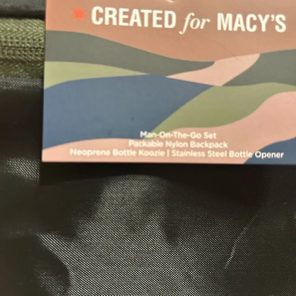 NWT Macy's Black Nylon Pouch Backpack